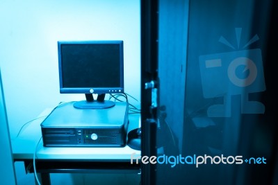 Network Servers In Data Room Domestic Room Stock Photo