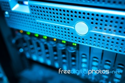 Network Servers In Data Room Domestic Room Stock Photo