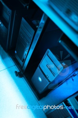 Network Servers In Data Room Domestic Room Stock Photo