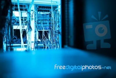 Network Servers In Data Room Domestic Room Stock Photo