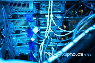 Network Servers In Data Room Domestic Room Stock Photo