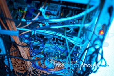 Network Servers In Data Room Domestic Room Stock Photo