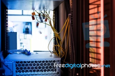 Network Servers In Data Room Domestic Room Stock Photo