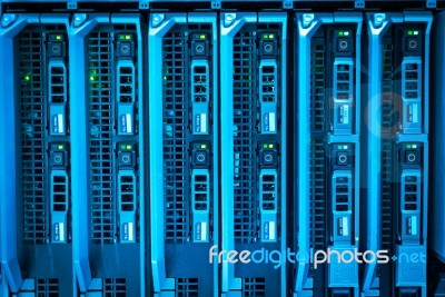 Network Servers In Data Room Domestic Room Stock Photo