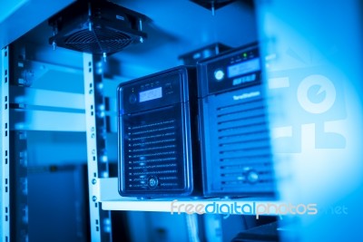 Network Servers In Data Room Domestic Room Stock Photo