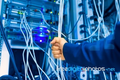 Network Servers In Data Room Domestic Room Stock Photo