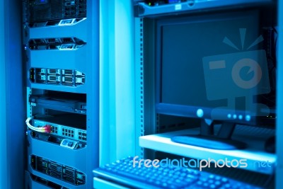 Network Servers In Data Room Domestic Room Stock Photo