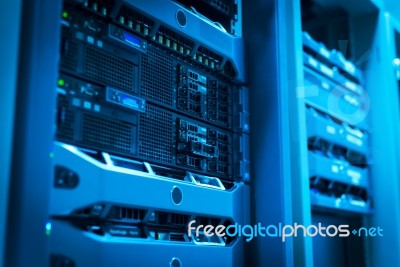 Network Servers In Data Room Domestic Room Stock Photo