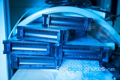 Network Servers In Data Room Domestic Room Stock Photo