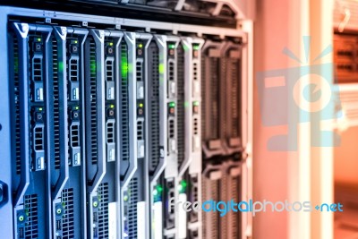 Network Servers In Data Room Domestic Room Stock Photo