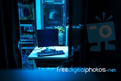 Network Servers In Data Room Domestic Room Stock Photo