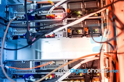 Network Servers In Data Room Domestic Room Stock Photo