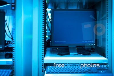 Network Servers In Data Room Domestic Room Stock Photo