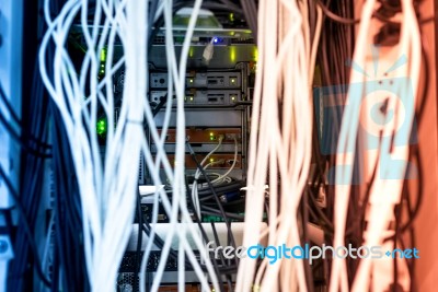 Network Servers In Data Room Domestic Room Stock Photo