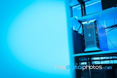 Network Servers In Data Room Domestic Room Stock Photo