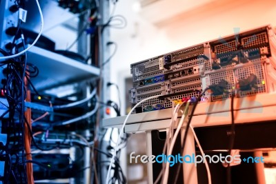 Network Servers In Data Room Domestic Room Stock Photo