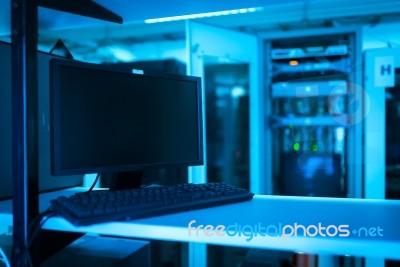 Network Servers In Data Room Domestic Room Stock Photo