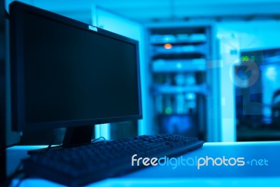 Network Servers In Data Room Domestic Room Stock Photo