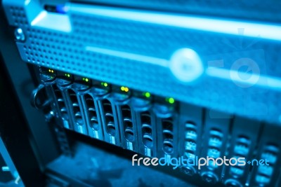 Network Servers In Data Room Domestic Room Stock Photo