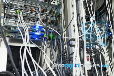 Network Servers In Data Room Domestic Room Stock Photo