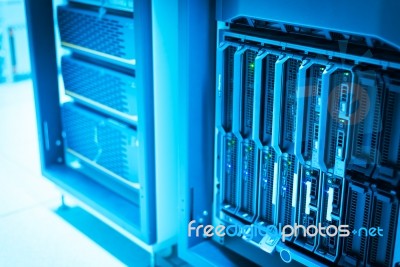 Network Servers In Data Room Domestic Room Stock Photo