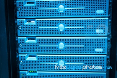 Network Servers In Data Room Domestic Room Stock Photo