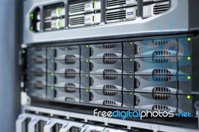 Network Servers In Data Room Domestic Room Stock Photo