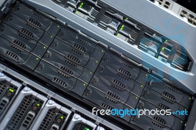 Network Servers In Data Room Domestic Room Stock Photo