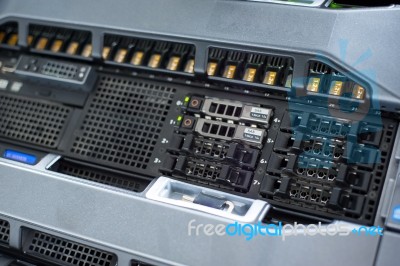 Network Servers In Data Room Domestic Room Stock Photo