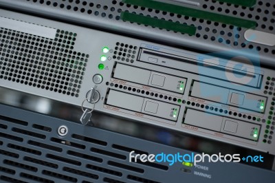 Network Servers In Data Room Domestic Room Stock Photo