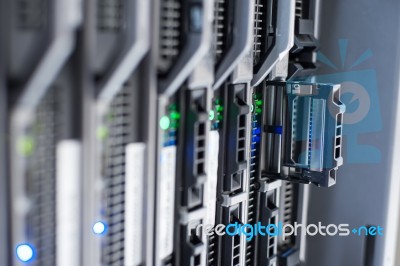 Network Servers In Data Room Domestic Room Stock Photo