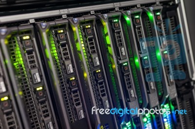 Network Servers In Data Room Domestic Room Stock Photo