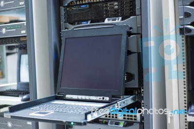 Network Servers In Data Room Domestic Room Stock Photo