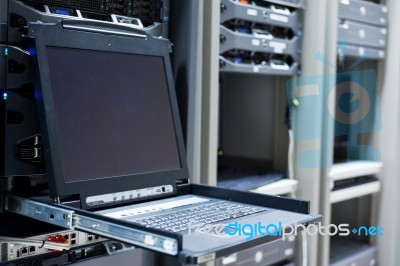 Network Servers In Data Room Domestic Room Stock Photo