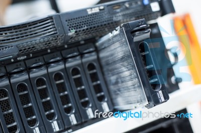 Network Servers In Data Room Domestic Room Stock Photo