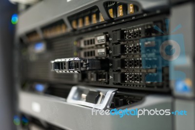 Network Servers In Data Room Domestic Room Stock Photo