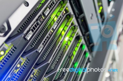 Network Servers In Data Room Domestic Room Stock Photo