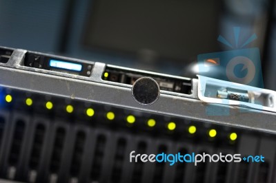 Network Servers In Data Room Domestic Room Stock Photo