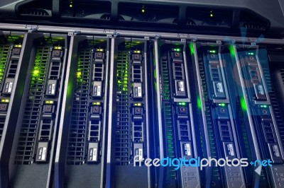 Network Servers In Data Room Domestic Room Stock Photo