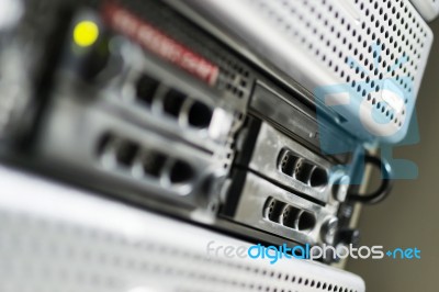 Network Servers In Data Room Domestic Room Stock Photo