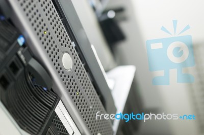 Network Servers In Data Room Domestic Room Stock Photo