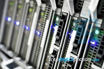 Network Servers In Data Room Domestic Room Stock Photo