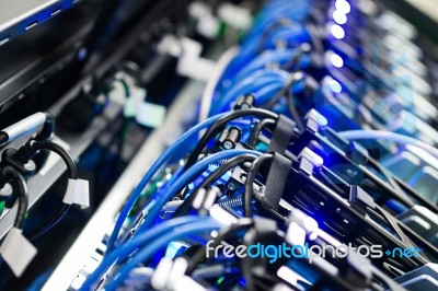 Network Servers In Data Room Domestic Room Stock Photo