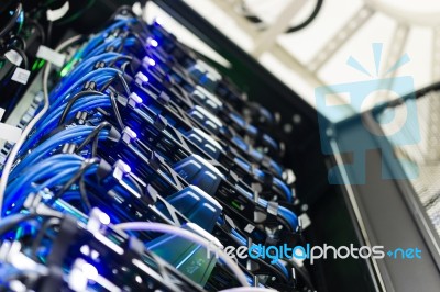 Network Servers In Data Room Domestic Room Stock Photo