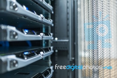 Network Servers In Data Room Domestic Room Stock Photo