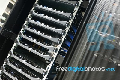 Network Servers In Data Room Domestic Room Stock Photo