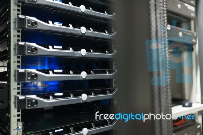 Network Servers In Data Room Domestic Room Stock Photo