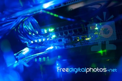 Network Servers In Data Room Domestic Room Stock Photo