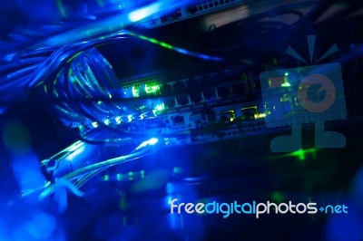 Network Servers In Data Room Domestic Room Stock Photo