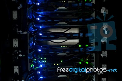 Network Servers In Data Room Domestic Room Stock Photo